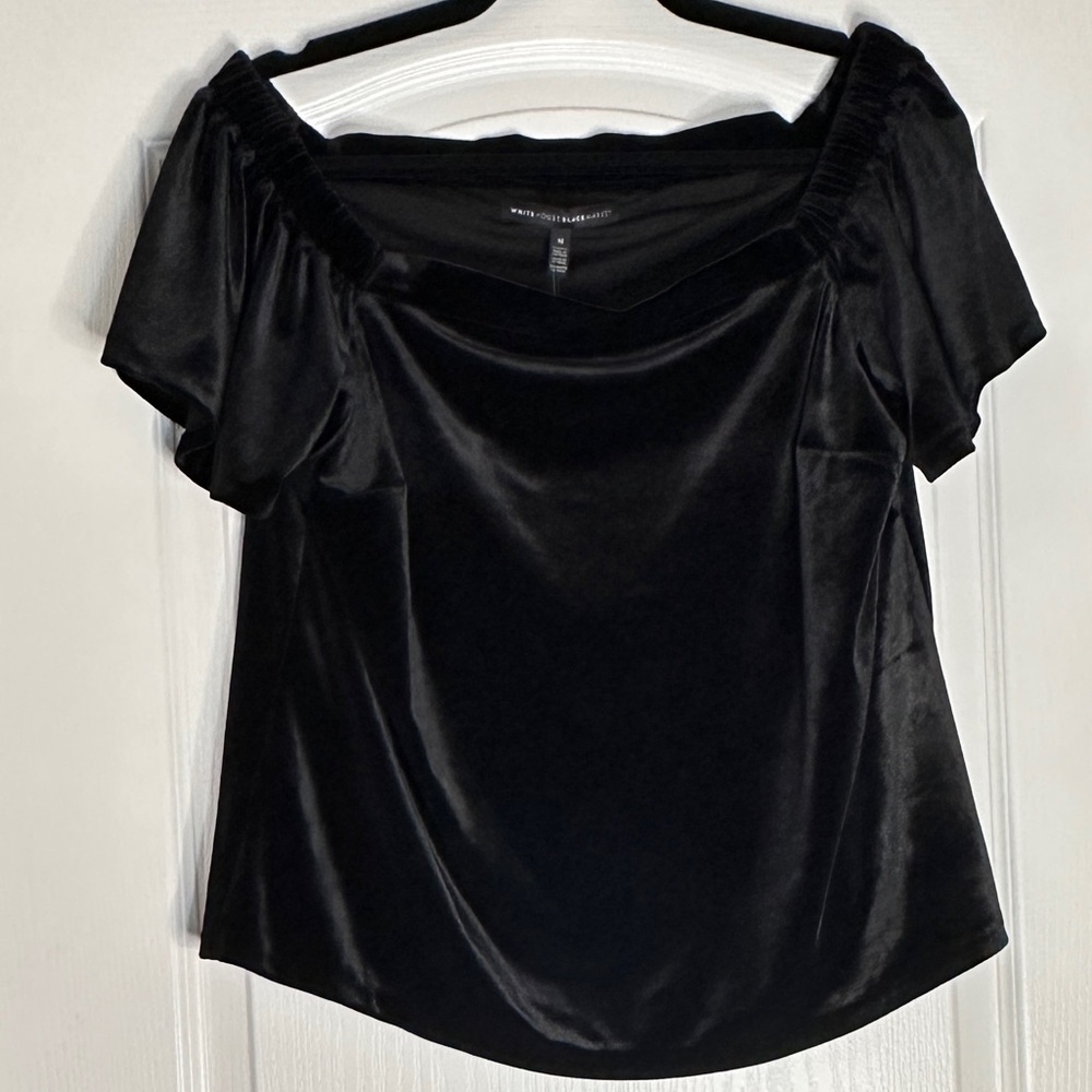 White House Black Market Black Velvet Blouse